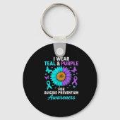 Ik Draag Blauwgroen & Paarse voor zelfmoordpre Sleutelhanger (Voorkant)