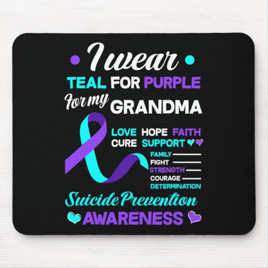 Ik Draag Blauwgroen en Paars voor mijn oma Suicide Muismat (Voorkant)