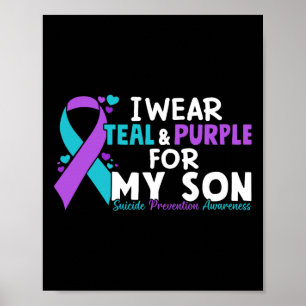 Ik Draag Blauwgroen en Paars voor mijn zoon Suicid Poster