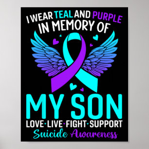Ik Draag Blauwgroen en Paars voor mijn zoon Suicid Poster