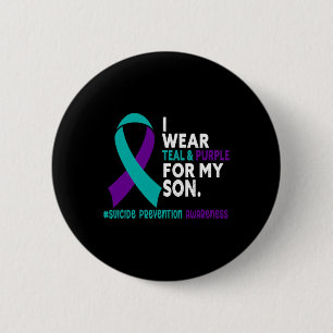 Ik Draag Blauwgroen en Paars voor mijn zoon Suicid Ronde Button 5,7 Cm