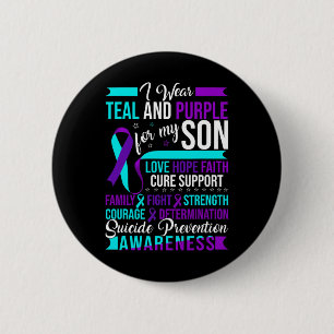 Ik Draag Blauwgroen en Paars voor mijn zoon Suicid Ronde Button 5,7 Cm