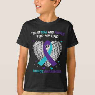 Ik Draag Blauwgroen en Paarse voor Dad Suicide Awa T-shirt
