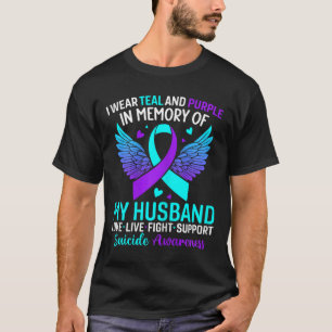 Ik Draag Blauwgroen en Paarse voor mijn man zelfmo T-shirt
