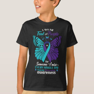 Ik Draag Blauwgroen en Paarse zelfmoordbewustwordi T-shirt