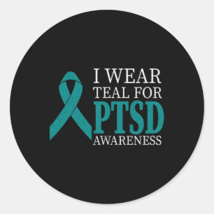 Ik Draag Blauwgroen Lint PTSS - Stress Awareness M Ronde Sticker