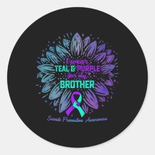 Ik Draag Blauwgroen Paars voor Broeder-zelfmoordpr Ronde Sticker