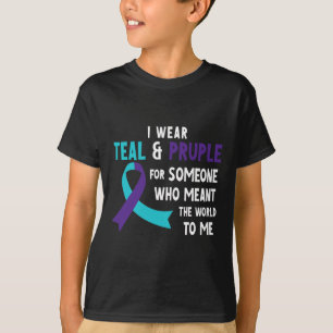 Ik Draag Blauwgroen Paars voor iemand die zelfmoor T-shirt