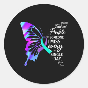 Ik Draag Blauwgroen Paars voor Memorial Suicide Pr Ronde Sticker