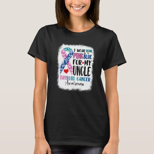 Ik Draag Blauwgroen roze blauwe oom Thyroid Awaren T-shirt (Voorkant)