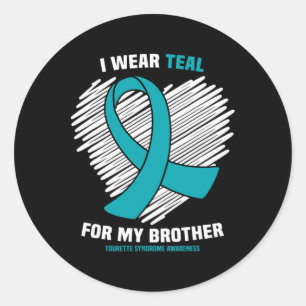 Ik Draag Blauwgroen voor mijn Broer Tourette Syndr Ronde Sticker