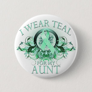 Ik Draag Blauwgroen voor mijn tante (floral).png Ronde Button 5,7 Cm