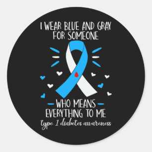 Ik Draag Blue and Grey Type 1 Diabetes Awareness D Ronde Sticker