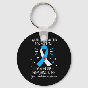Ik Draag Blue and Grey Type 1 Diabetes Awareness D Sleutelhanger