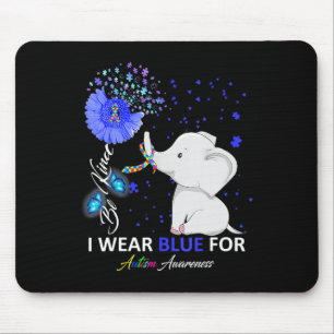 Ik Draag Blue Autism Awareness Cute Elephant Sunfl Muismat