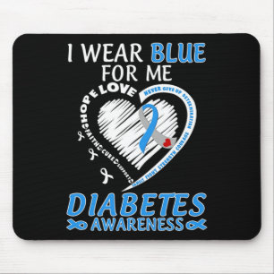 Ik Draag Blue for Me Diabetes Awareness Blue Ribbo Muismat