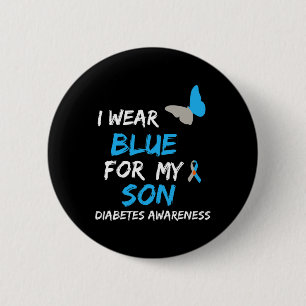 Ik Draag Blue for My Son Diabetes Awareness Ribbon Ronde Button 5,7 Cm