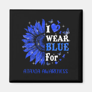 Ik draag Blue Twinkle Heart Sunflower Ataxia Aware Magneet