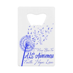 Ik Draag Blue voor ALS Awareness Fath Hope Love Kredietkaart Flessenopener