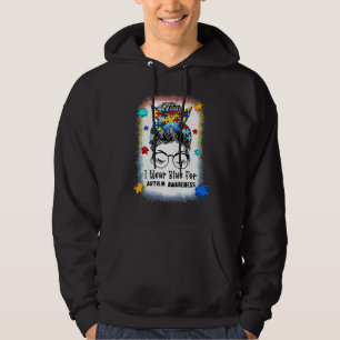 Ik Draag Blue voor Autism Awareness Bun Girl Te Hoodie