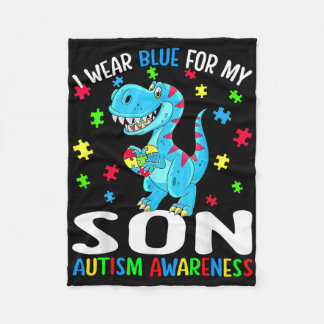 Ik Draag Blue voor My Son Autism Awareness Dinosau Fleece Deken