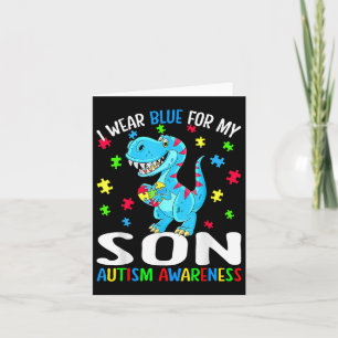 Ik Draag Blue voor My Son Autism Awareness Dinosau Kaart