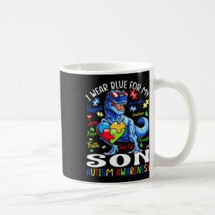 Ik Draag Blue voor My Son Autism Awareness Dinosau Koffiemok