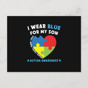 Ik Draag Blue voor My Son Autism Awareness Uitnodiging Briefkaart