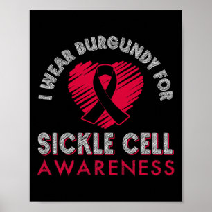 Ik Draag Bourgondië voor sikkelcelbewustwording 4 Poster