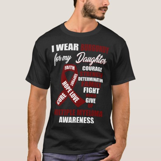 Ik Draag Burgundy Multiple Myeloma Bewustheid T-shirt (Voorkant)