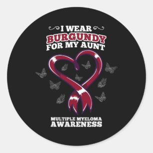 Ik Draag Burgundy tante Multiple Myeloma Awareness Ronde Sticker