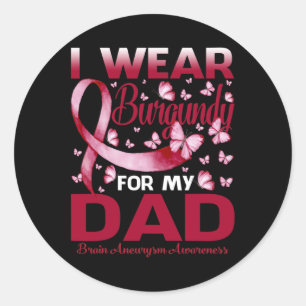 Ik Draag Burgundy voor mijn vader Brain Aneurysm A Ronde Sticker