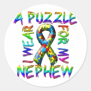 Ik Draag een puzzel voor mijn Nephew Ronde Sticker