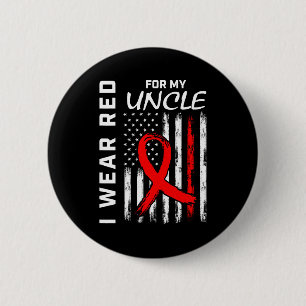 Ik Draag Een Rode Lint Voor Mijn Oom Hartziekte Be Ronde Button 5,7 Cm