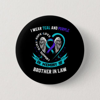 Ik draag een turquoise paarse bewustzijnsshirt zwa ronde button 5,7 cm
