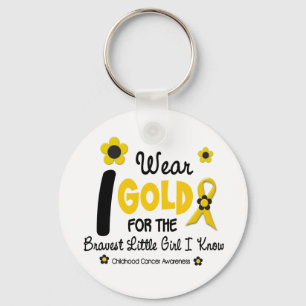 Ik Draag Gold voor Bravest Girl 12 FLOWER VERSION Sleutelhanger