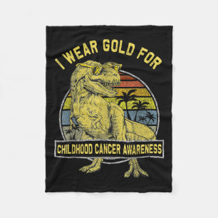 Ik Draag Gold voor kinderkanker Dinosau Fleece Deken