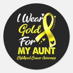 Ik Draag Gold voor mijn tante Kinderkanker Ronde Sticker