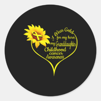 Ik Draag Goud Voor Mijn Kleinzoon Kinderkanker  Ronde Sticker