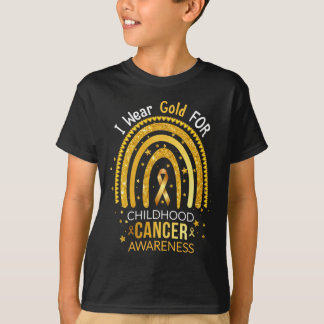 Ik draag gouden regenboog voor kinderkanker t-shirt