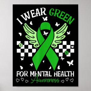 Ik Draag Green for Mental Health Awareness Butterf Poster