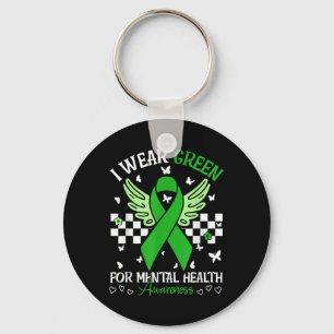 Ik Draag Green for Mental Health Awareness Butterf Sleutelhanger