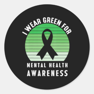 Ik Draag Green for Mental Health Awareness Month R Ronde Sticker