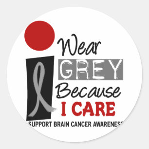 Ik Draag grijs omdat ik 9-BRAINKANKER geef Ronde Sticker