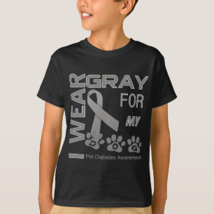 Ik draag grijs voor mijn hond Pet Diabetes Awarene T-shirt