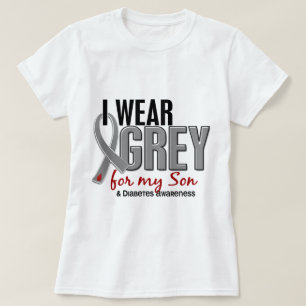 Ik Draag grijs voor mijn zoon 10 diabetes T-shirt