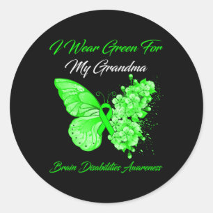 Ik Draag groen voor mijn oma Brain Disabilities Aw Ronde Sticker