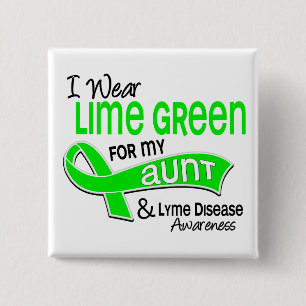 Ik Draag Lime Green 42 Tante Lyme ziekte Vierkante Button 5,1 Cm