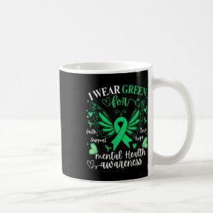 Ik Draag lint groene vlinder hart geestelijke gezo Koffiemok