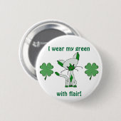 Ik draag mijn groen met flair. Button met Lucky (Voorkant /achterkant)